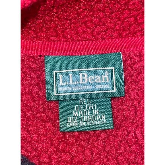 Womens LL Bean Vintage Jacket Red Fleece Lined Zip Up‎ Nylon Shell Pockets M - Picture 5 of 7
